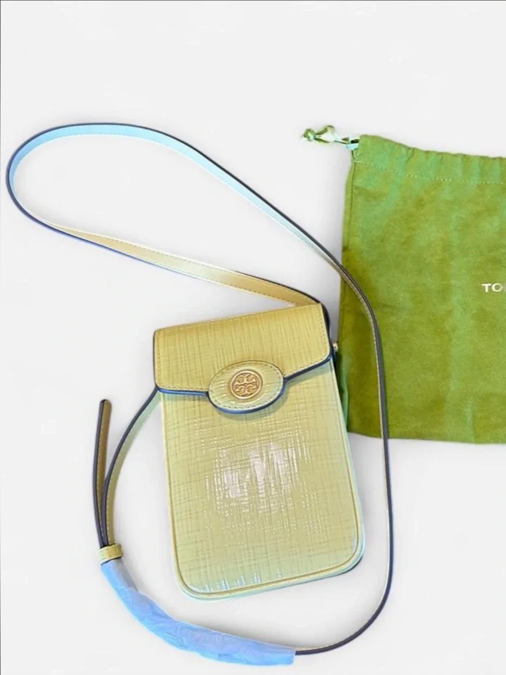 Tory Burch Yellow Crossbody Bag With Textured Surface